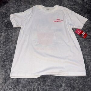 Budweiser White and Red Short Sleeve Tee